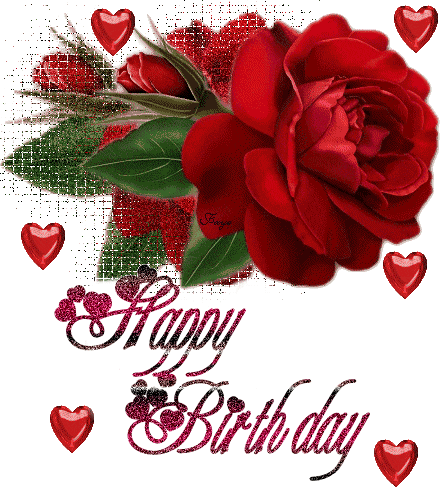 Красивая открытка Happy Birthday с розой - На английском языке