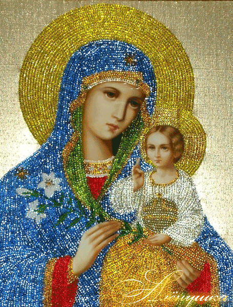 Красивая икона из бисера «Неувядаемый Цвет» - Иконы Божией Матери