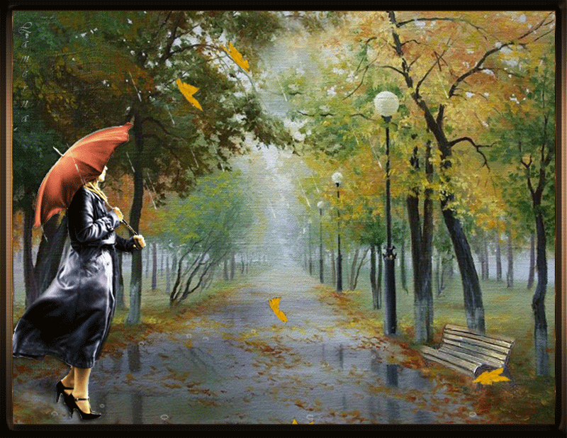 Гиф осенний дождь пейзаж - Осень